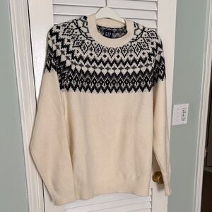 GAP Cream and Black Crewneck Sweater